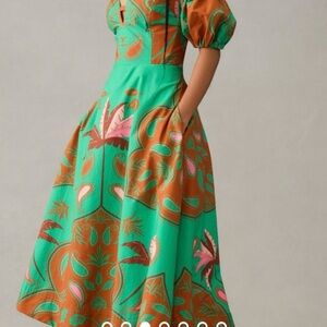 Anthropologie (Maeve) Puff Sleeve Sweetheart Midi Dress